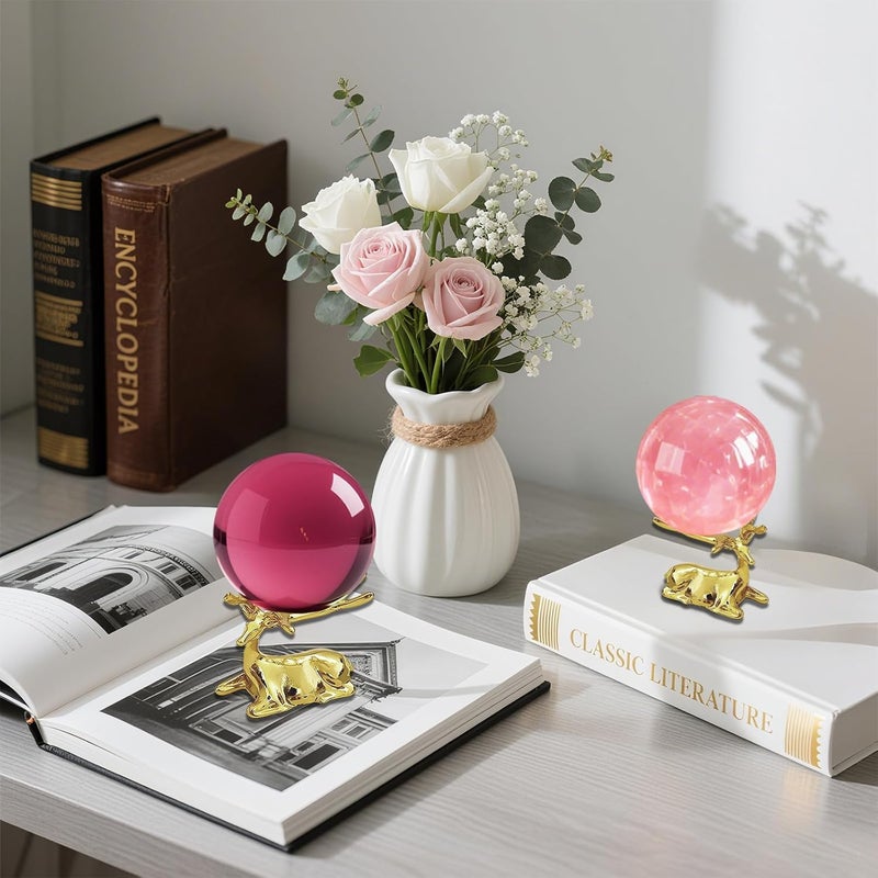 GeryVtee 6PCS Crystal Ball Stand Sphere Display Stand Metal Crystal Holder Balls Ornament Rack Holder Metal Base Christmas Elk Shape (Gold) - Image 5